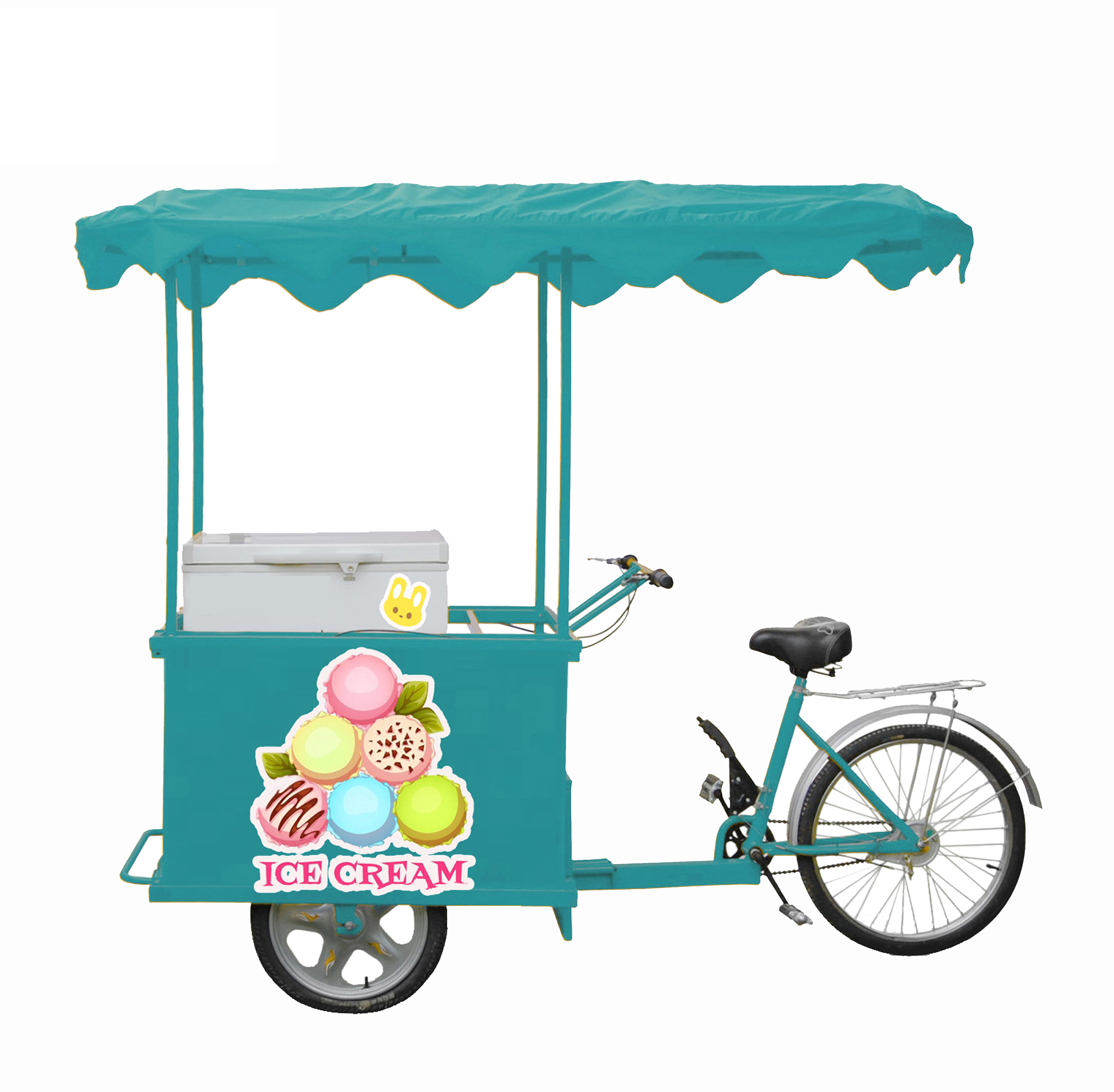 commercial 12v dc solar refrigerator and freezer fish ice cream tricycle solar panel on top