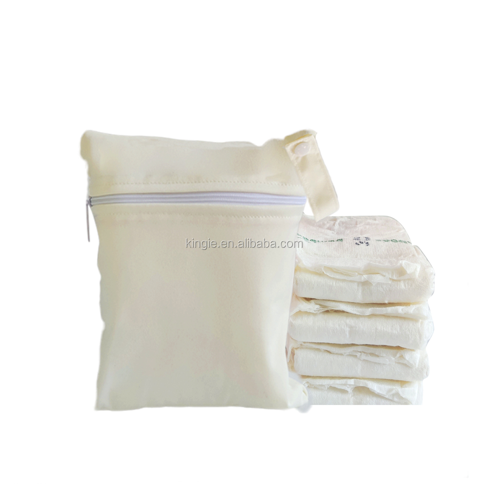 Solid color and printed waterproof plain color baby Wet bag cloth nappy diaper bag with Two Zippered Pockets