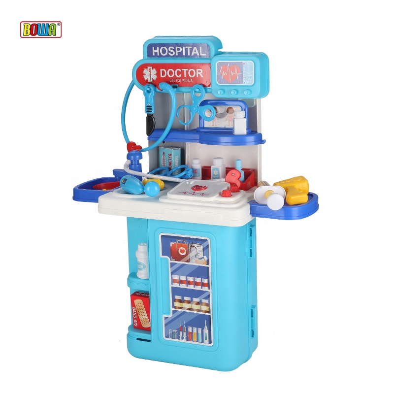 Bowa hospital medical kit pretend role play game 3 in 1 suitcase deformation plastic doctor set station toy