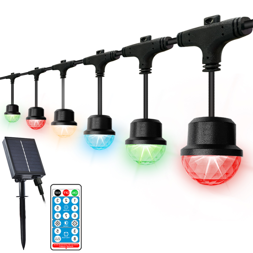 10M 15pcs Bulbs RGB+WW Flashing Remote Control Touch Switch Patio Tree Party Garden Decoration Solar String Lights Outdoor