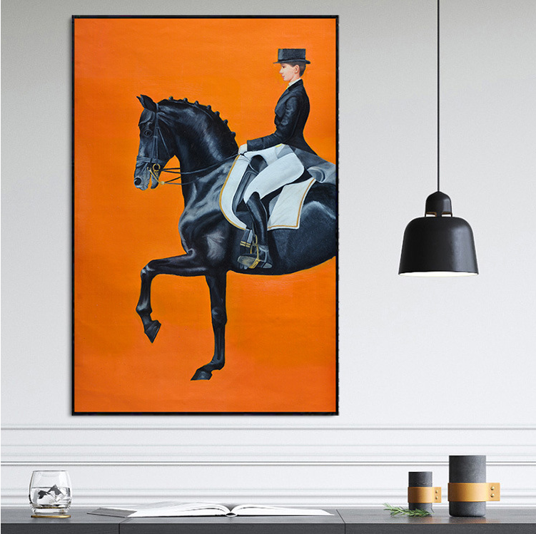Wall Art Interior Decoration Beauty Knight with Horse Pictures for Living Room Porch Corridor Wall Decoration