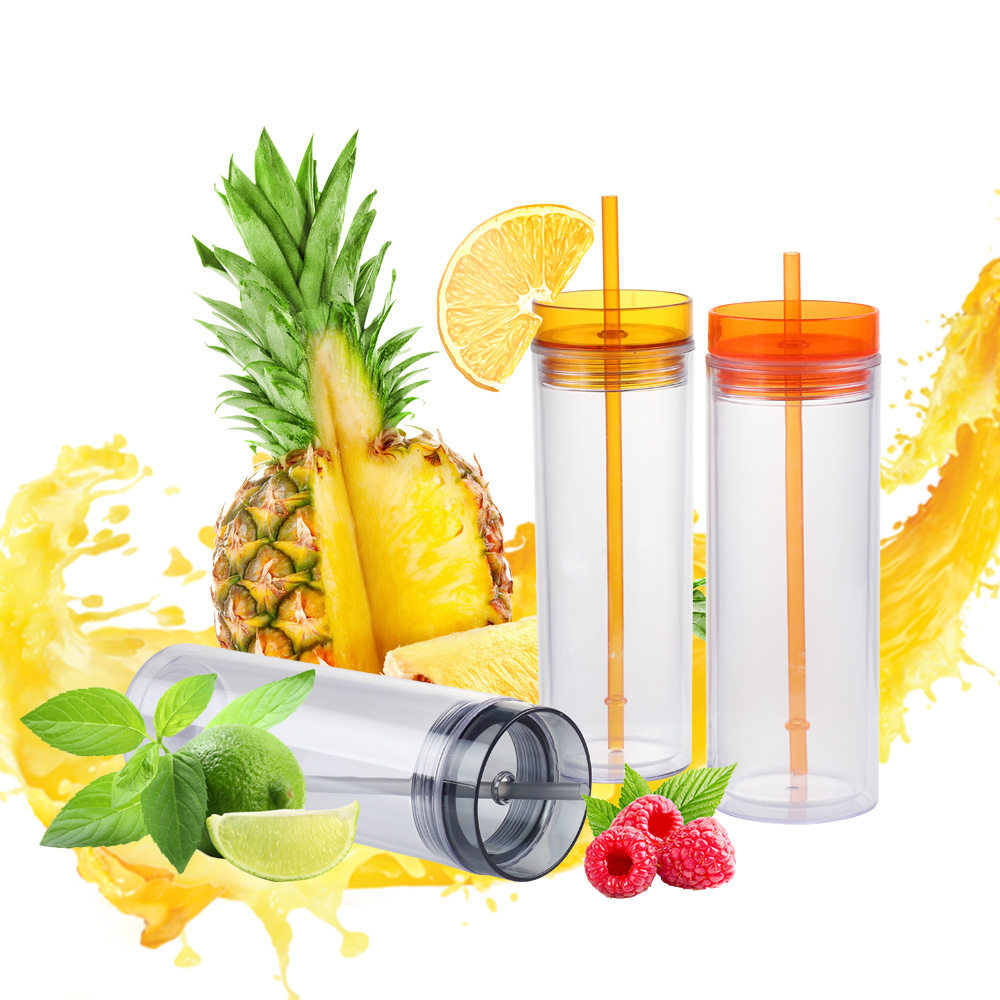 Новые товары oem прозрачные 14 oz пользовательские многоразовые вставляемые изолированные пластиковые чашки с двойными стенками и соломинкой