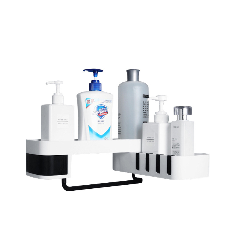 Creative Multifunctional storage rotating plastic bathroom shelves no drilling