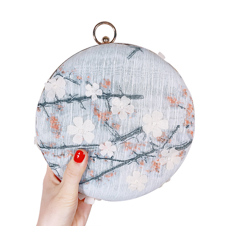 Retro Chinese Style Embroidery Round Shape Party Evening Bags Clutch Evening Bags