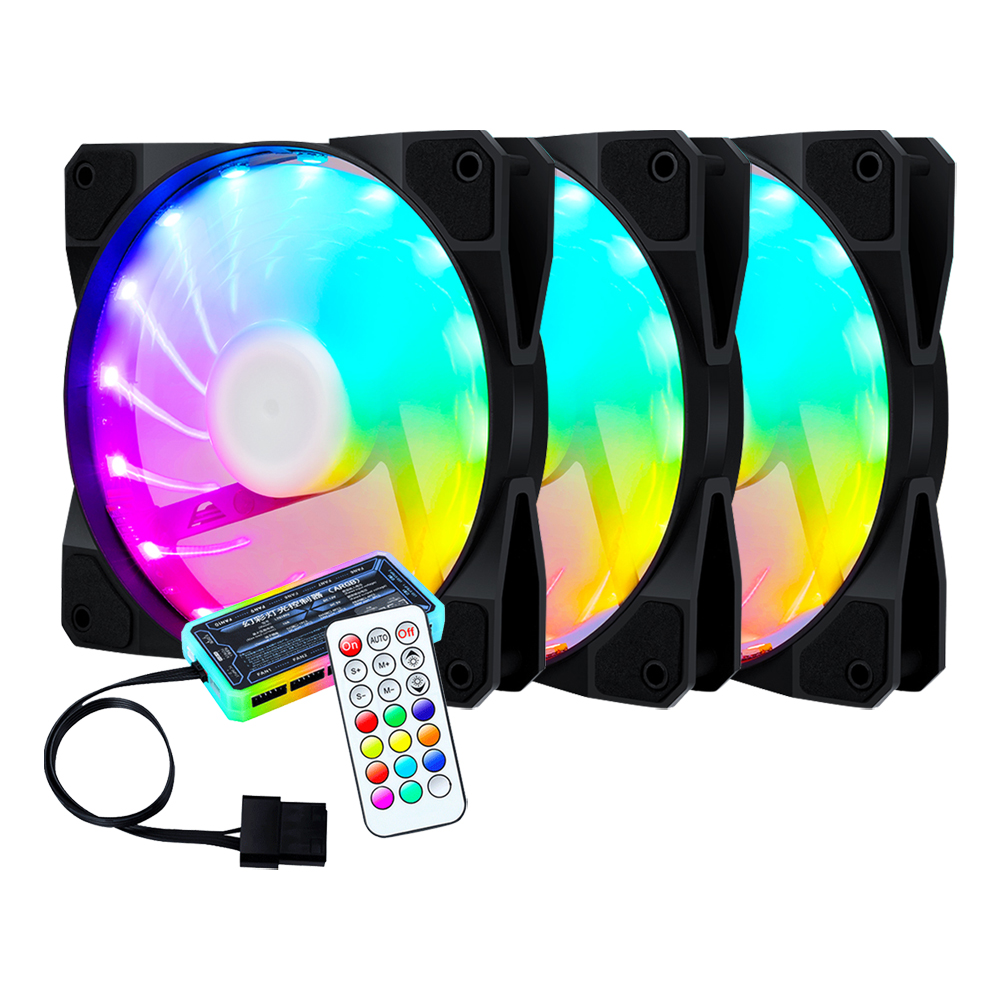 Free Sample 12V 6Pin 15 LED Light RGB Gaming PC Computer Fan LED Multi-Colors 120mm CPU Cooler Fan RGB Computer Fans