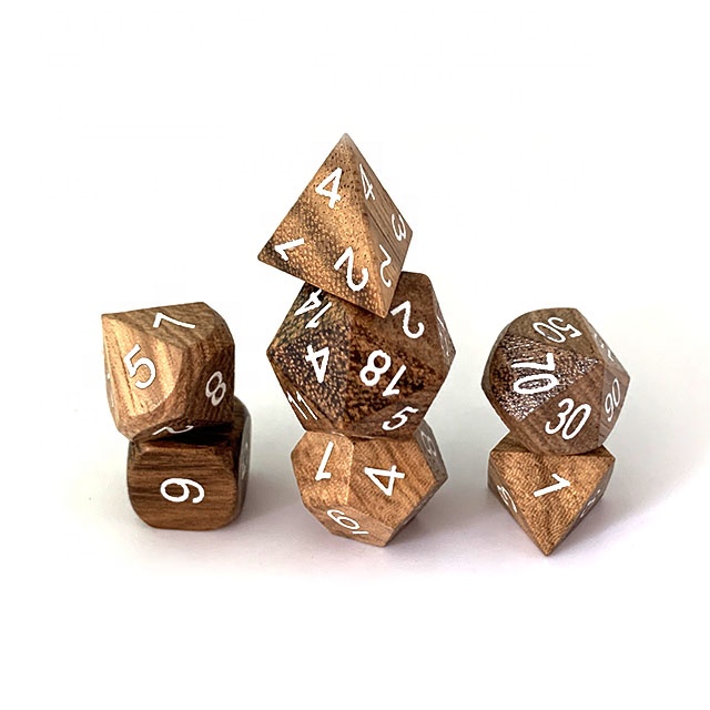 Custom dungeon and dragon zebra wood dice