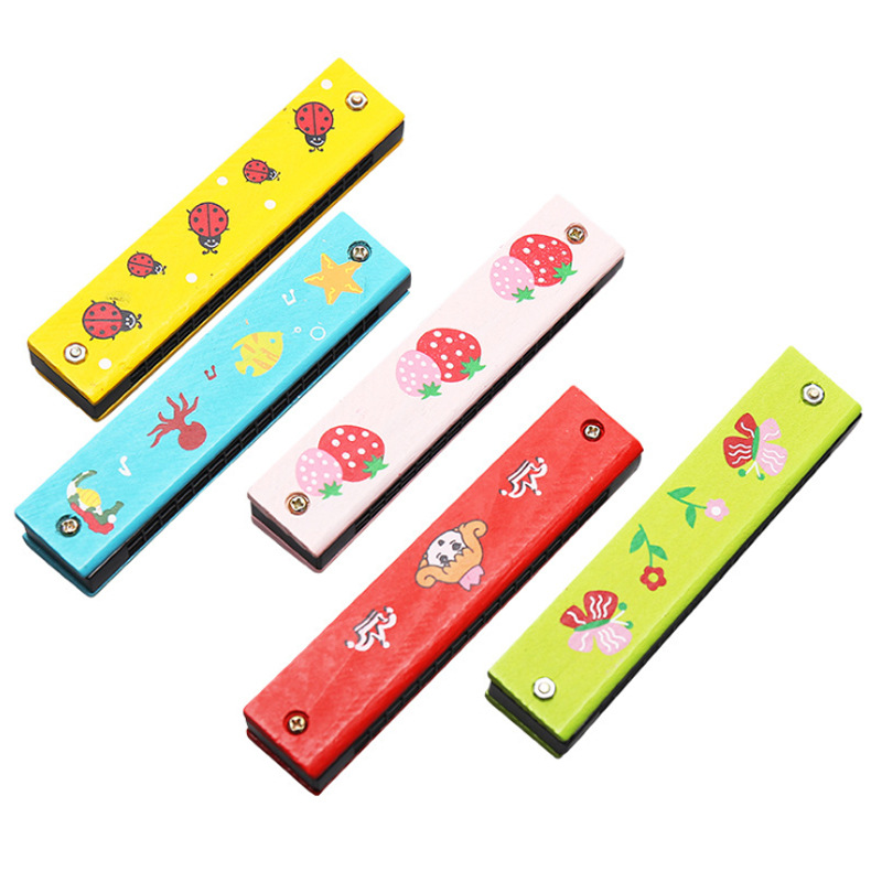 2021Hot Selling Good Quality Custom Cartoon Wooden 16 Holes Easttop Chromatic Harmonica