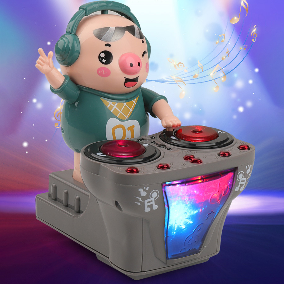Новейшая электрическая свинка DJing, танцевальная свинка, Свинка для маленьких мальчиков, красные огни, детские игрушки, ночной рынок