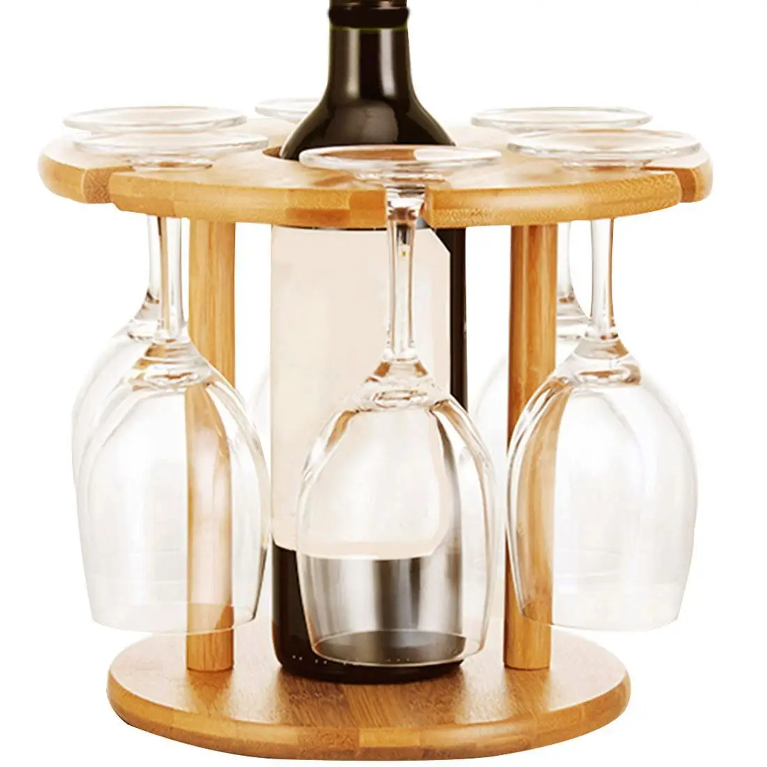 Wine Bottle Holder Wine Glass Rack Bamboo Wine Tabletop Display