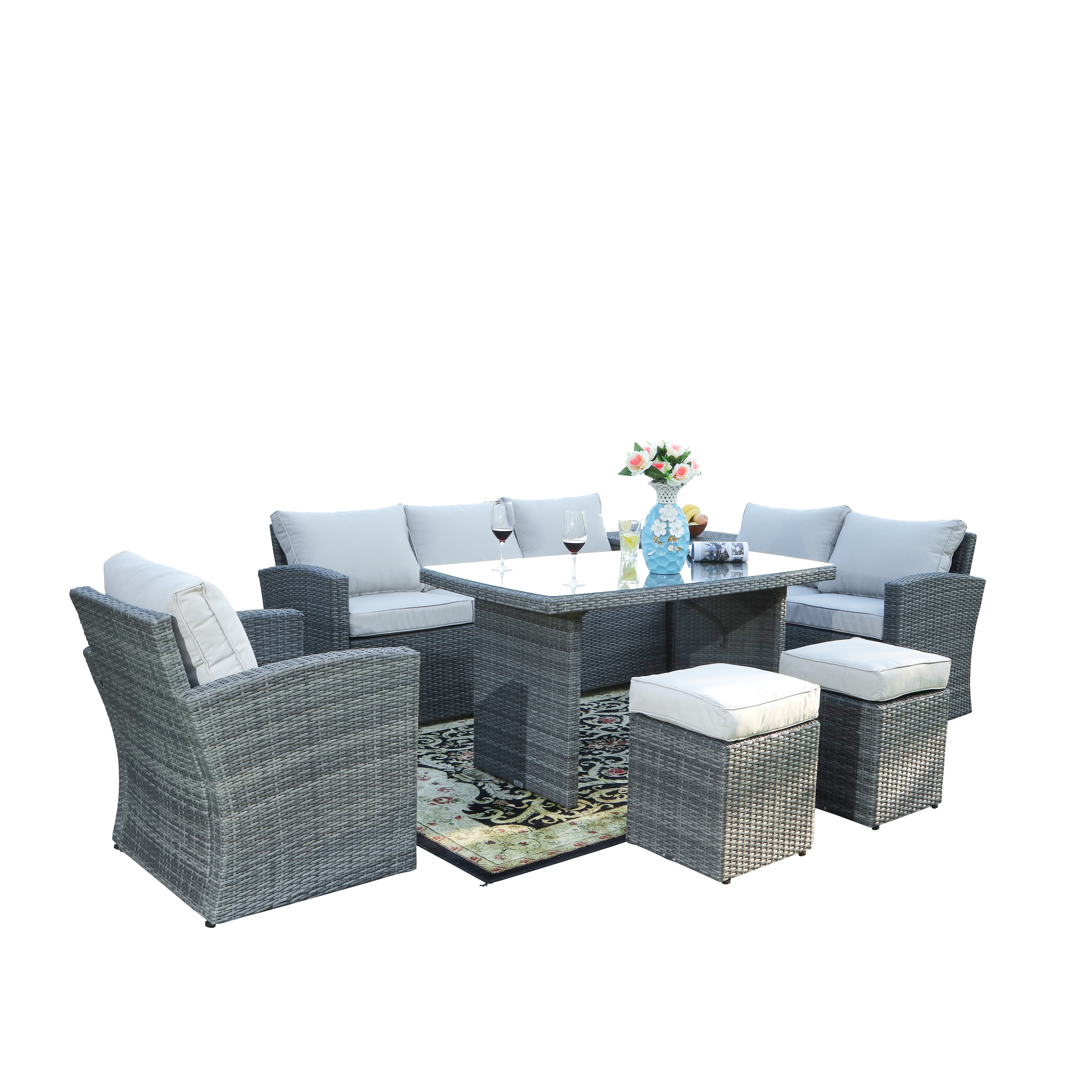 All-Weather Outdoor Sectional Furniture Set Space Saver Rattan Patio Sofa Set