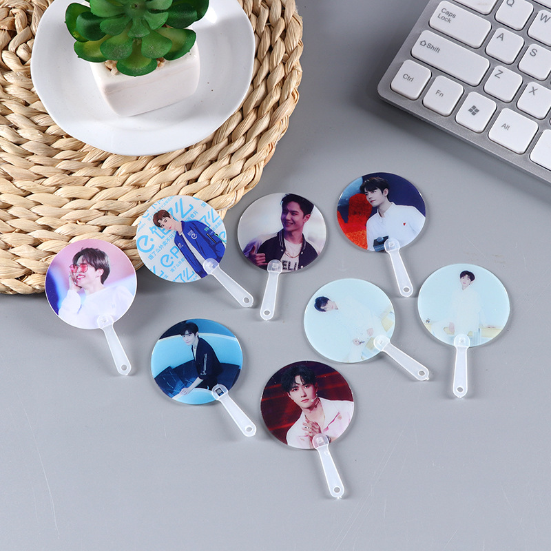 Оптовая продажа, Kpop, ручная работа, двусторонняя печать 3D, прозрачный мини-вентилятор из ПВХ для коллекционирования