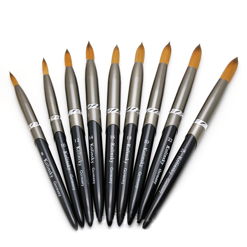 Custom Logo Multi-size Kolinsky Nail Art Brush High Quality Plastic Handle Acrylic Kolinsky Nail Art Brush For Manicure Powder