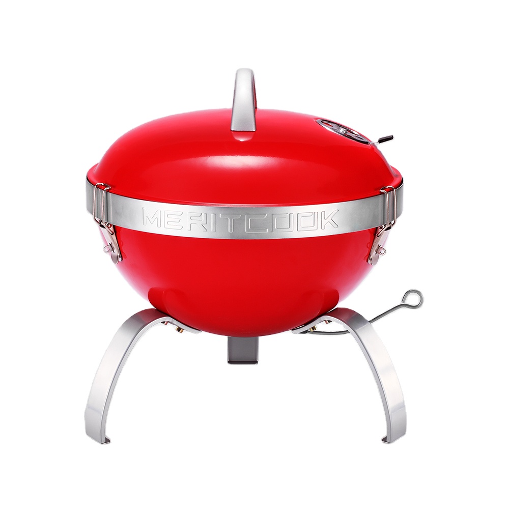 New 14 Inch SS304 Grid Outdoor Camping Picnic Portable Mini Apple Shape Kettle Charcoal BBQ Grill
