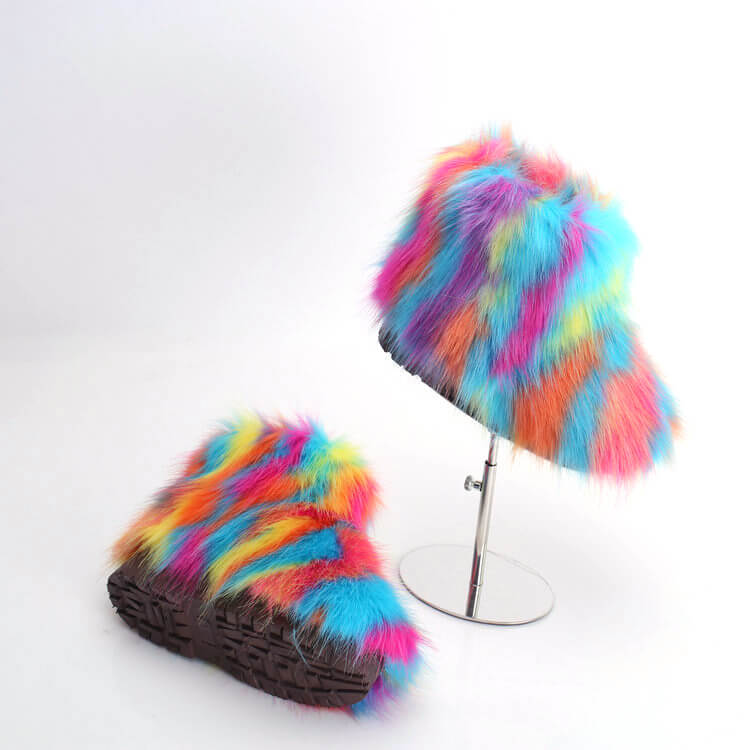 2021 Custom Warm Anti-slip Snow Boots Fashion Furry Girls Kid Footwear Shoes Real Fur Kids Boots Winter For Children