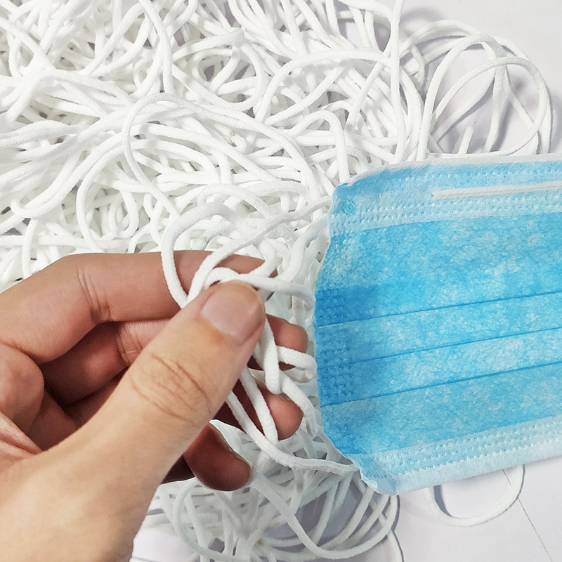 2.5mm White Nylon Spandex Elastic Bands Ear Loop String Round Cord Earloop for mask