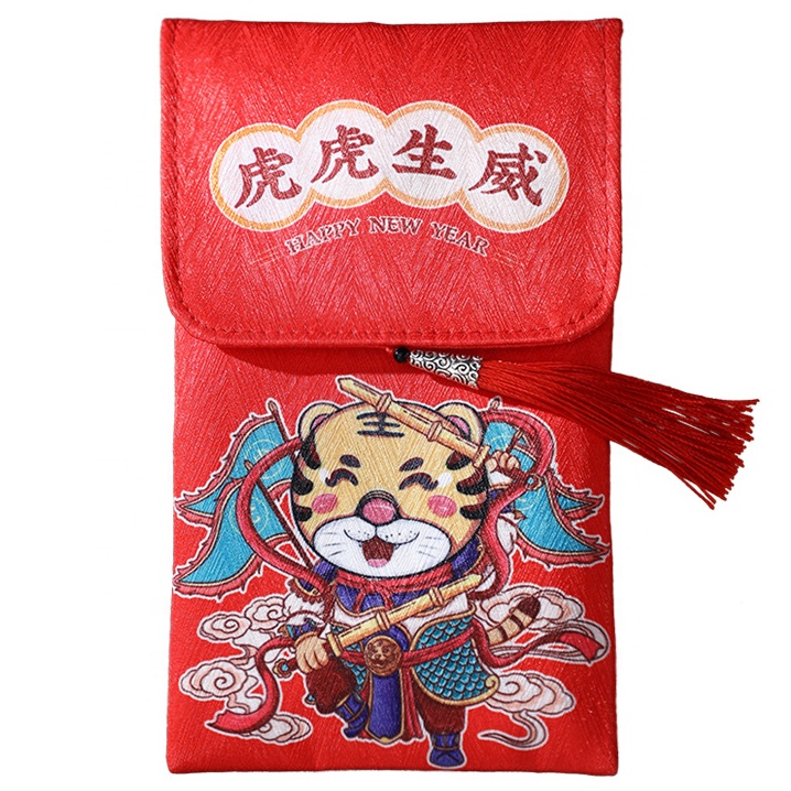 Конверт для денег на удачу с логотипом 2022 года тигра, подарочные пакеты Hong Bao, красный конверт на китайский новый год