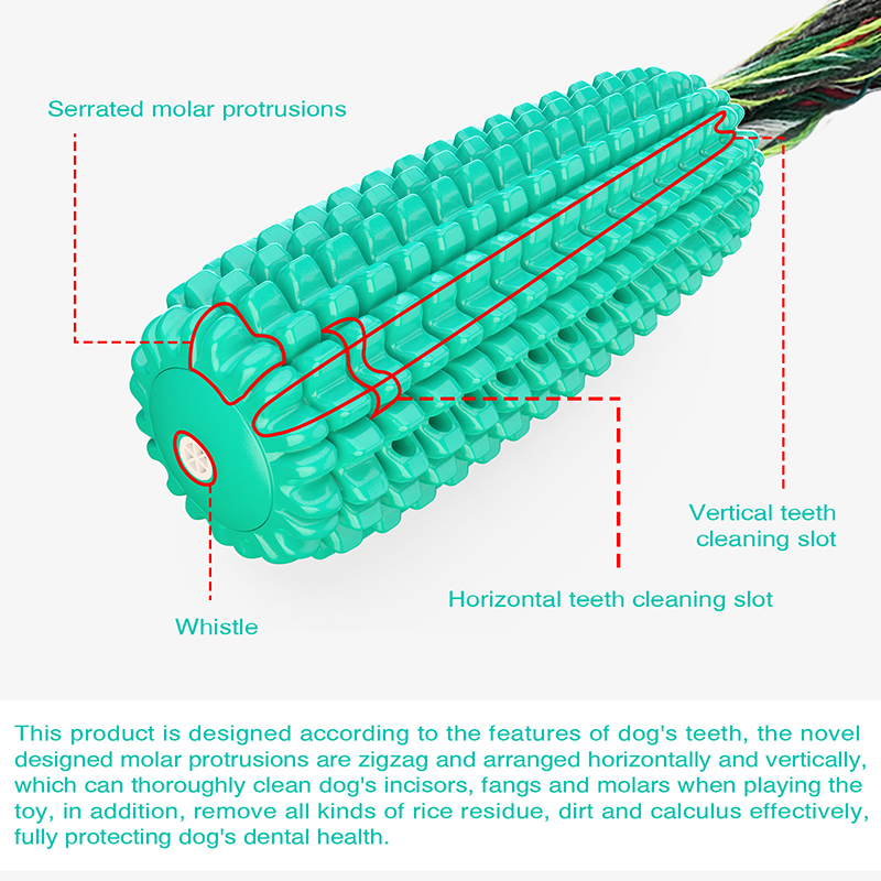 Pet Dog Toothbrush Chew Toy Puppy Chew Corn Toys With Sound TPR Material Dogs Durable Rope Interactive Toy