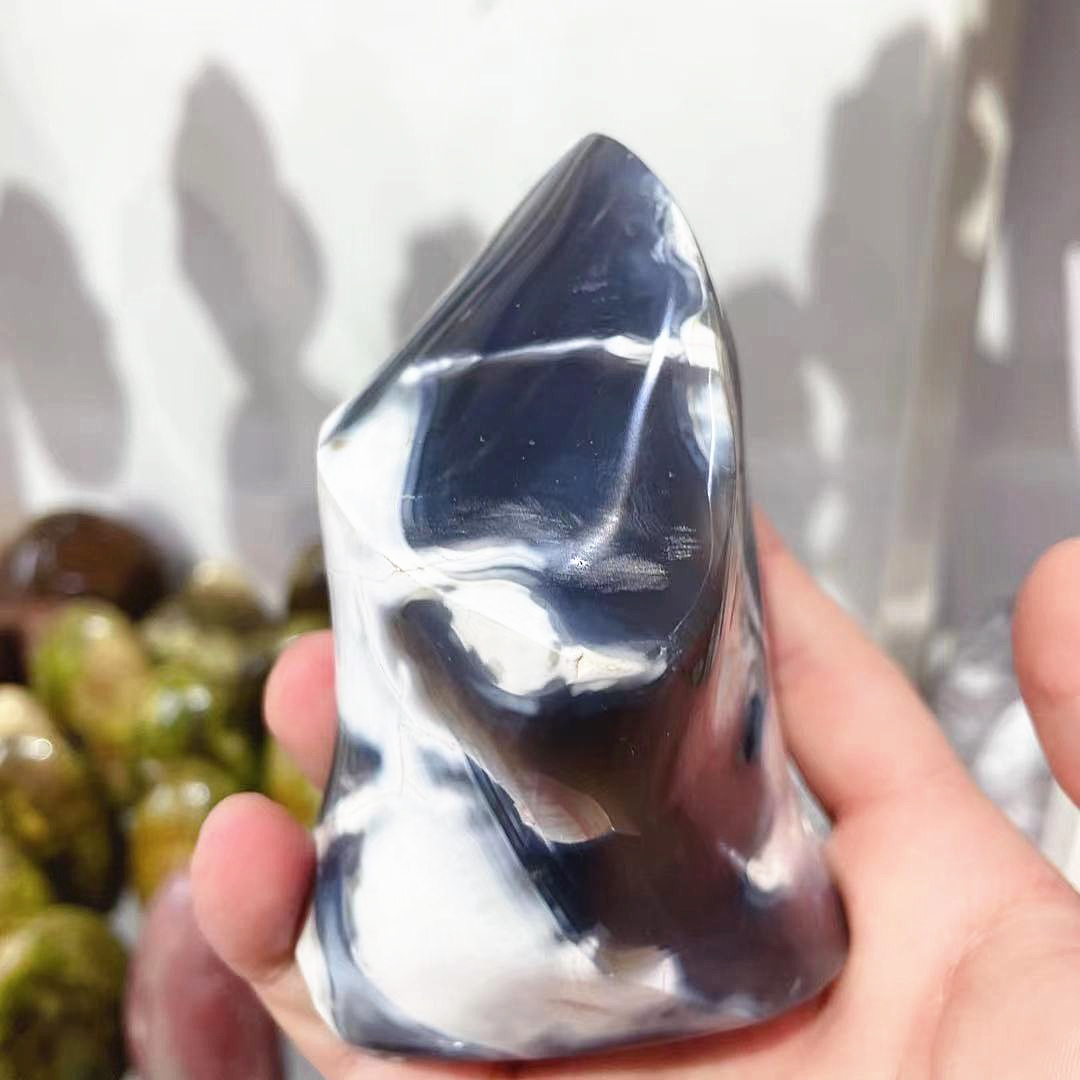 Wholesale Hand Carved Agate Crystal Quartz Carnelian Flame Folk Crafts For Home Decoration