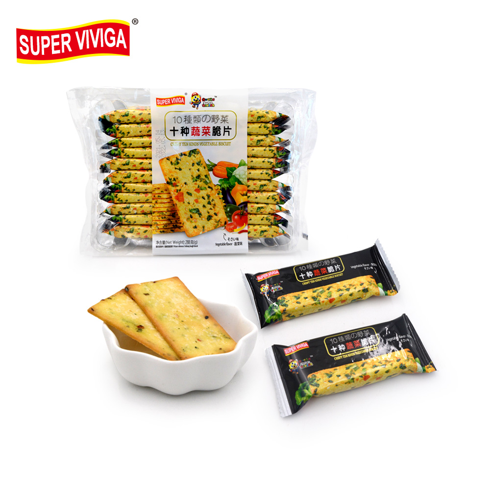custom wholesale private label halal chinese 10 kind digestive vegetable flavor crackers biscuit