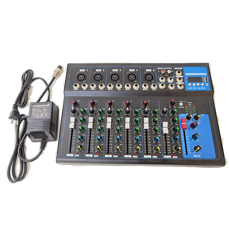 Professional 7 channel USB Digital Microphone Mixer Console Professional Karaoke audio Mixer Amplifier