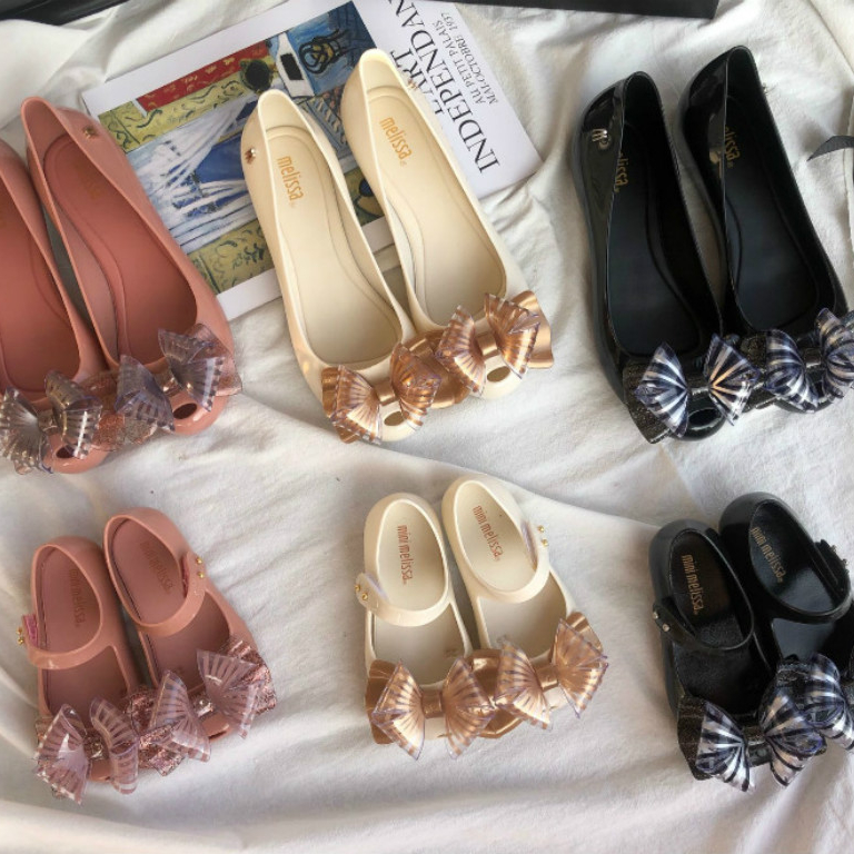 Мини-туфли Melissa Детские конфетные модные принцессы с большим бантом желейные туфли детские летние сандалии пляжная обувь