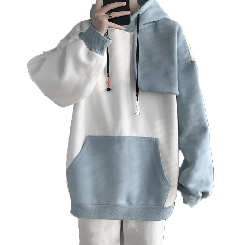 Color Matching Hoodie Patchwork Unisex INS Harajuku Hoodie Hip-Hop Casual Fashion Loose Hoodies Men