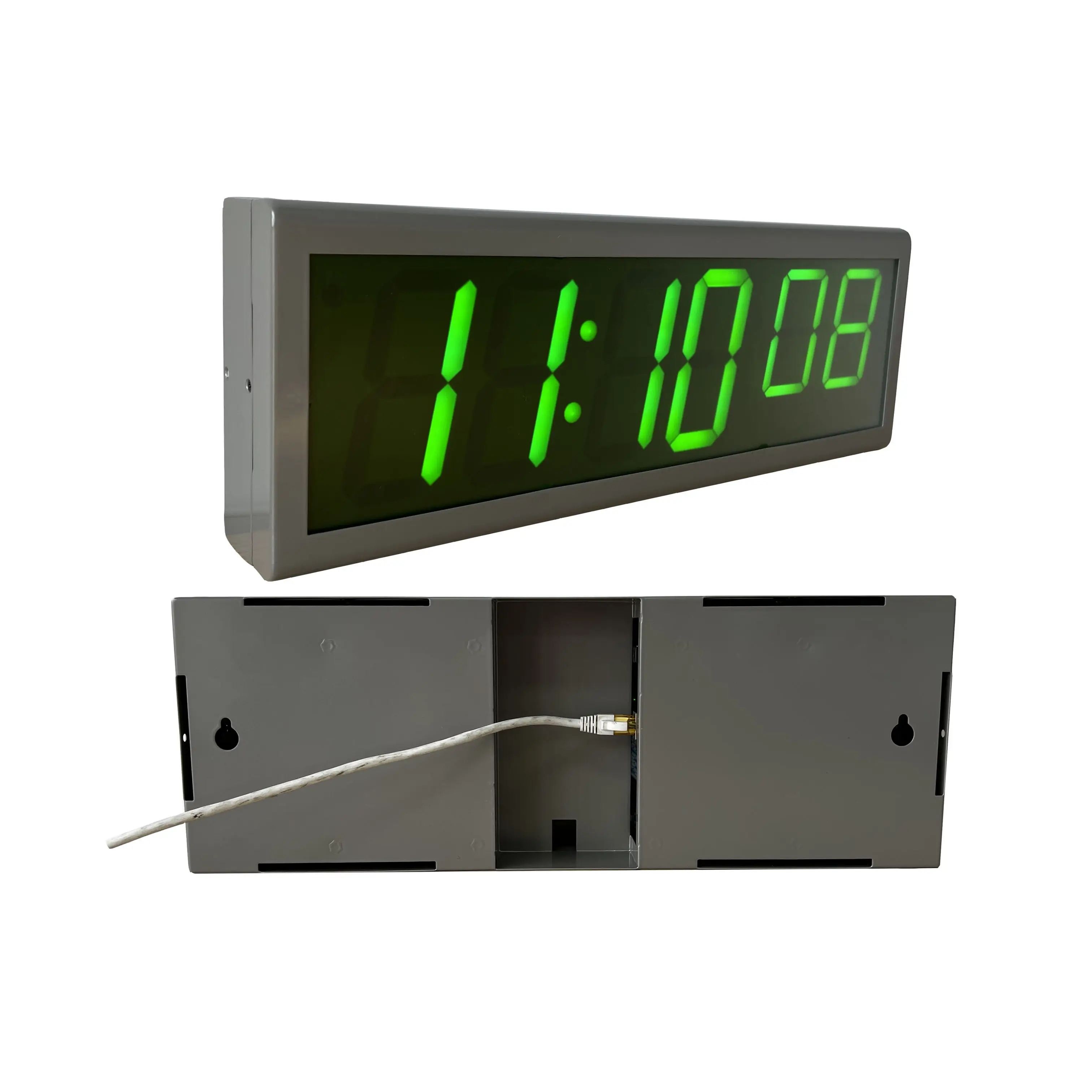 HH:MM:ss Digital NTP PoE Clock, Network Synchronized, Greed LEDs