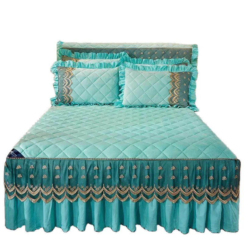 Hot Sales Quilted Bed Skirts set Bed Cover with Elastic Band