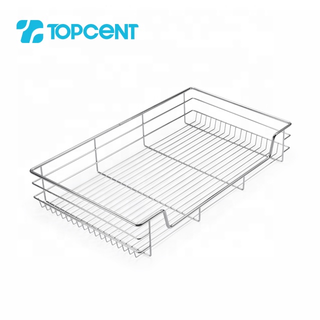 TOPCENT kitchen fittings stainless steel cupboard pull out drawer wire storage baskets for kitchen