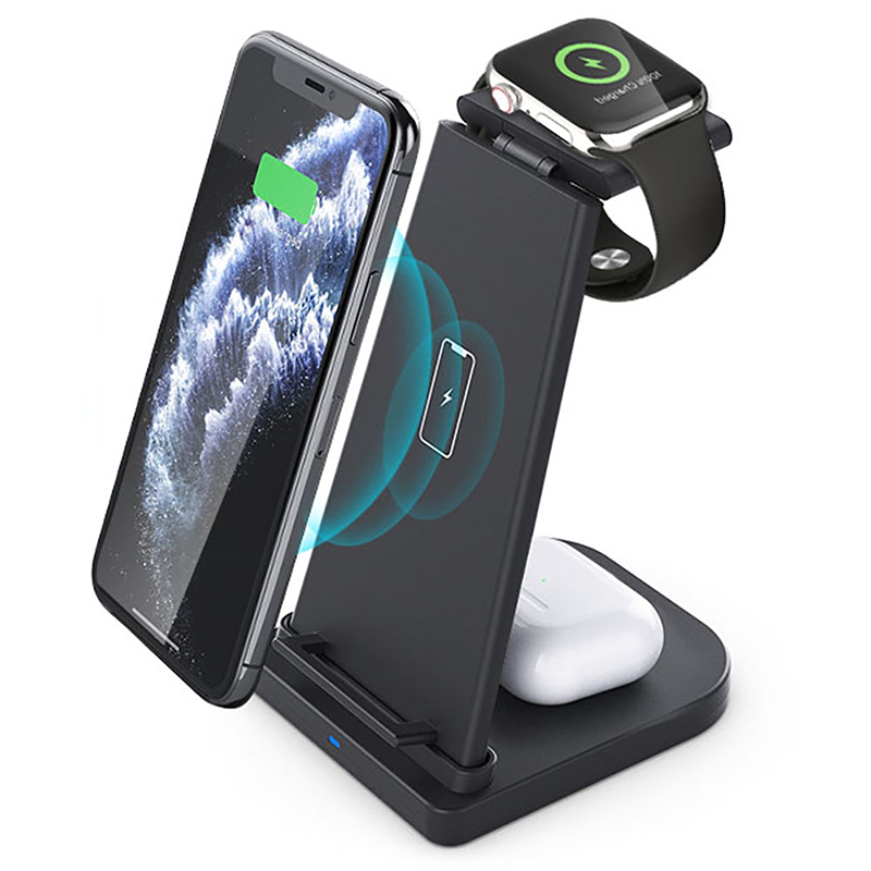 2021 Newest Folding Wireless Charger for iWatch Airpods Iphone Samsung 15W 3 in 1 Fast Wireless Charging