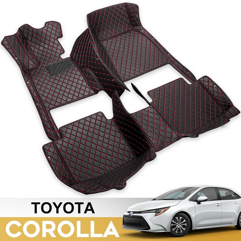 Кожаные автомобильные коврики для Corolla 2014 2015 2016 2017 2018 под заказ (1-й и 2-й ряд черный)