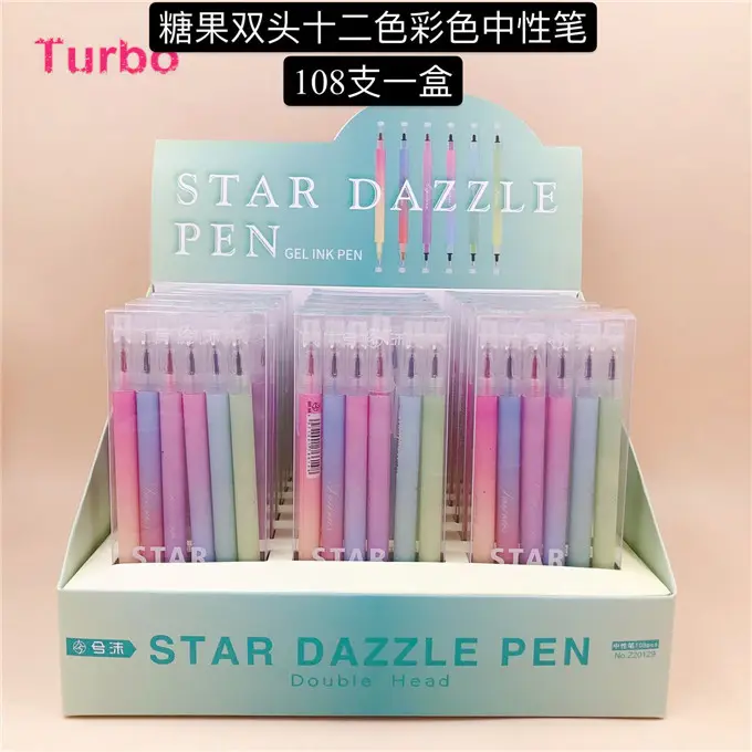 Malaysia Trendy Fashion list of office stationery items Wholesale 6pcs cute kawaii multi colour plastic gift gel ink pen set