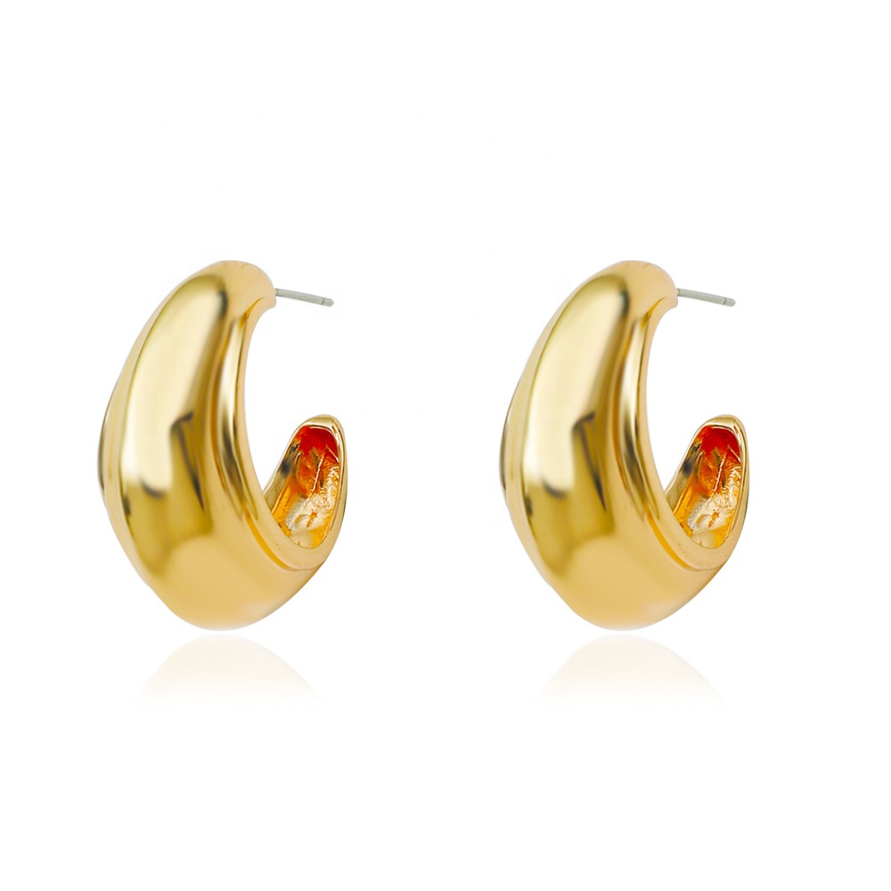 2021 New Arrival Hot Brief Women's Jewelry Earrings Retro C-Shaped Circle Earrings Fashion Gold Plated Earrings