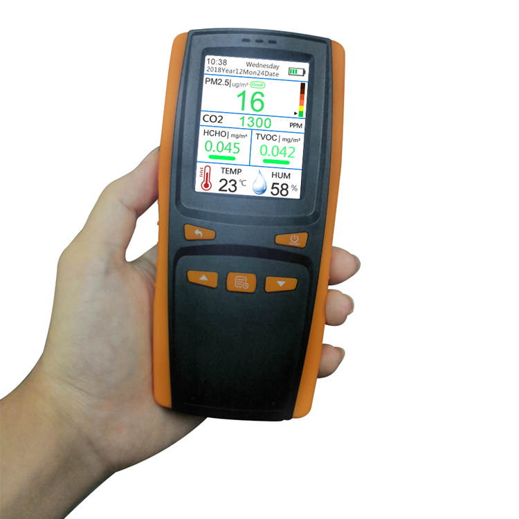 Ручное многофункциональное устройство контроля качества воздуха PM2.5 HCHO TVOC AQI CO2 система контроля качества воздуха