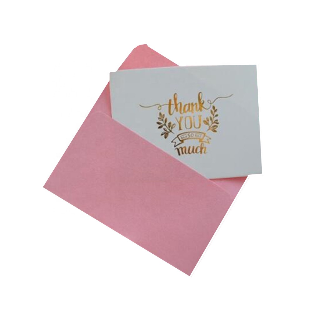 Hot Sale Custom Printed Gold Foil Luxury Look Wedding Invitation Paper Card Fold Thank You Cards