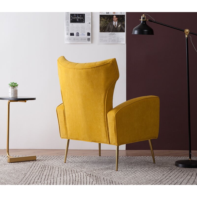 Современный глэм ткань бархат лауретта Wingback стул с высокой Tufted Спинкой Кресло для отдыха для гостиной