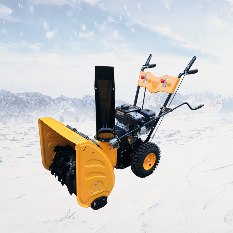 Manual Gasoline 6.5hp Mini Walk-behind Snow Removal Machine With Poly Snow Sweeper Brush
