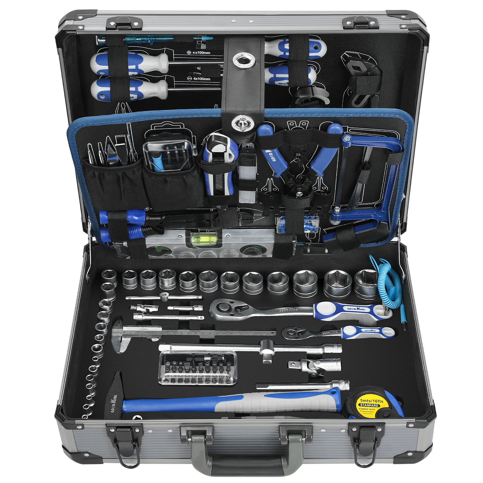 168 pcs Professional Aluminum Case Hand Tool Set Tool box With 72T Ratchet Tap Wrench
