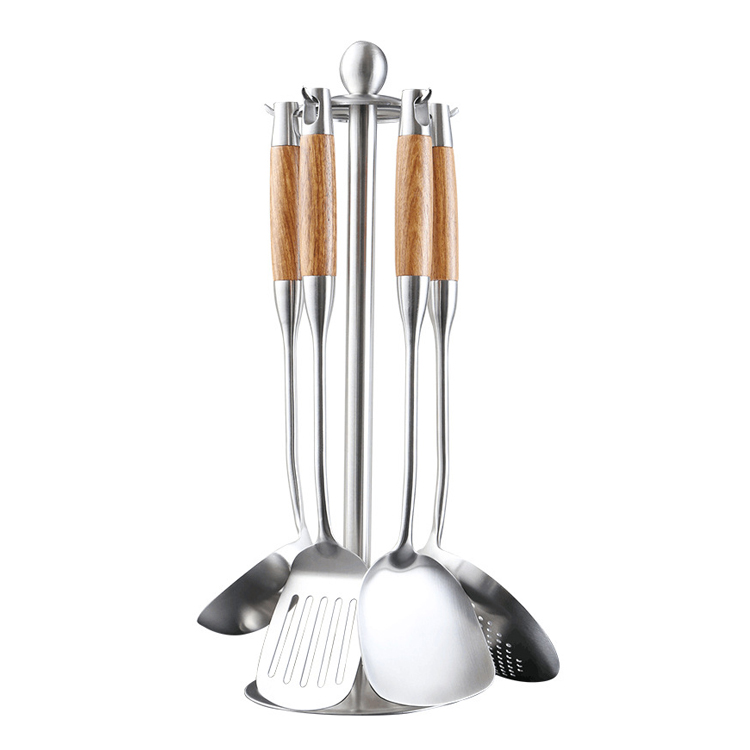 Wholesale high quality stainless steel wood cooking pot set cooking utensils sets