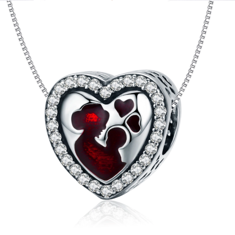 Real 925 sterling silver pendant heart beads mean mom love for jewelry custom