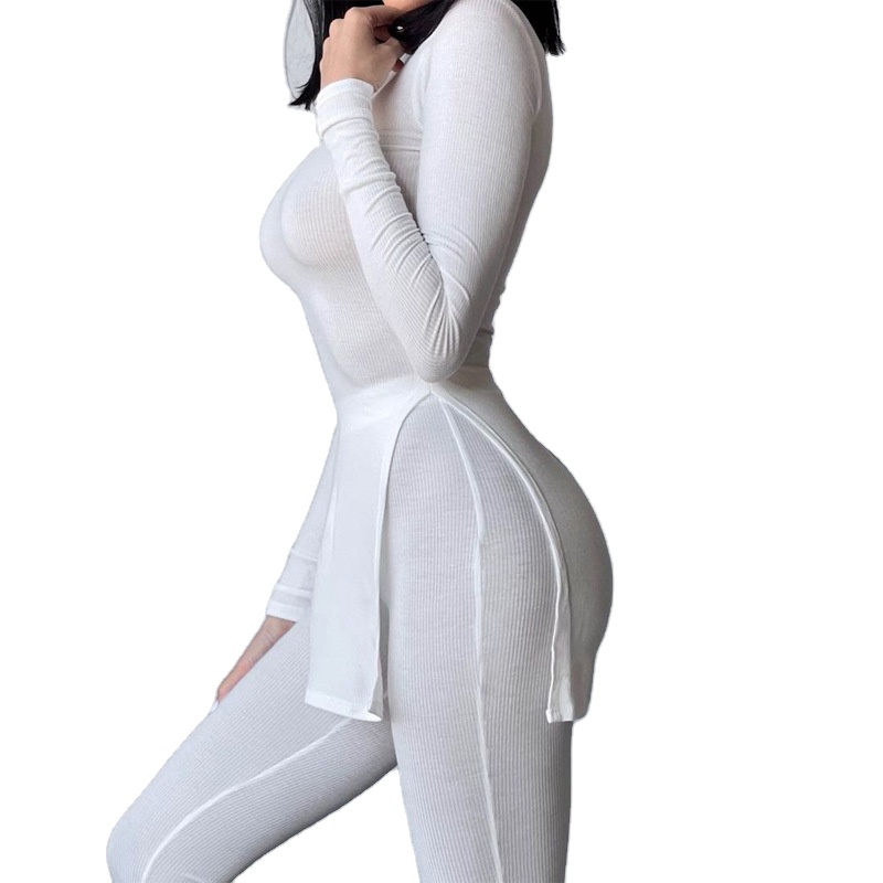 wholesale logo custom fall winter 2021 women's clothing suit bodysuit pink brown cute 2 Two piece pant of set outfits for women