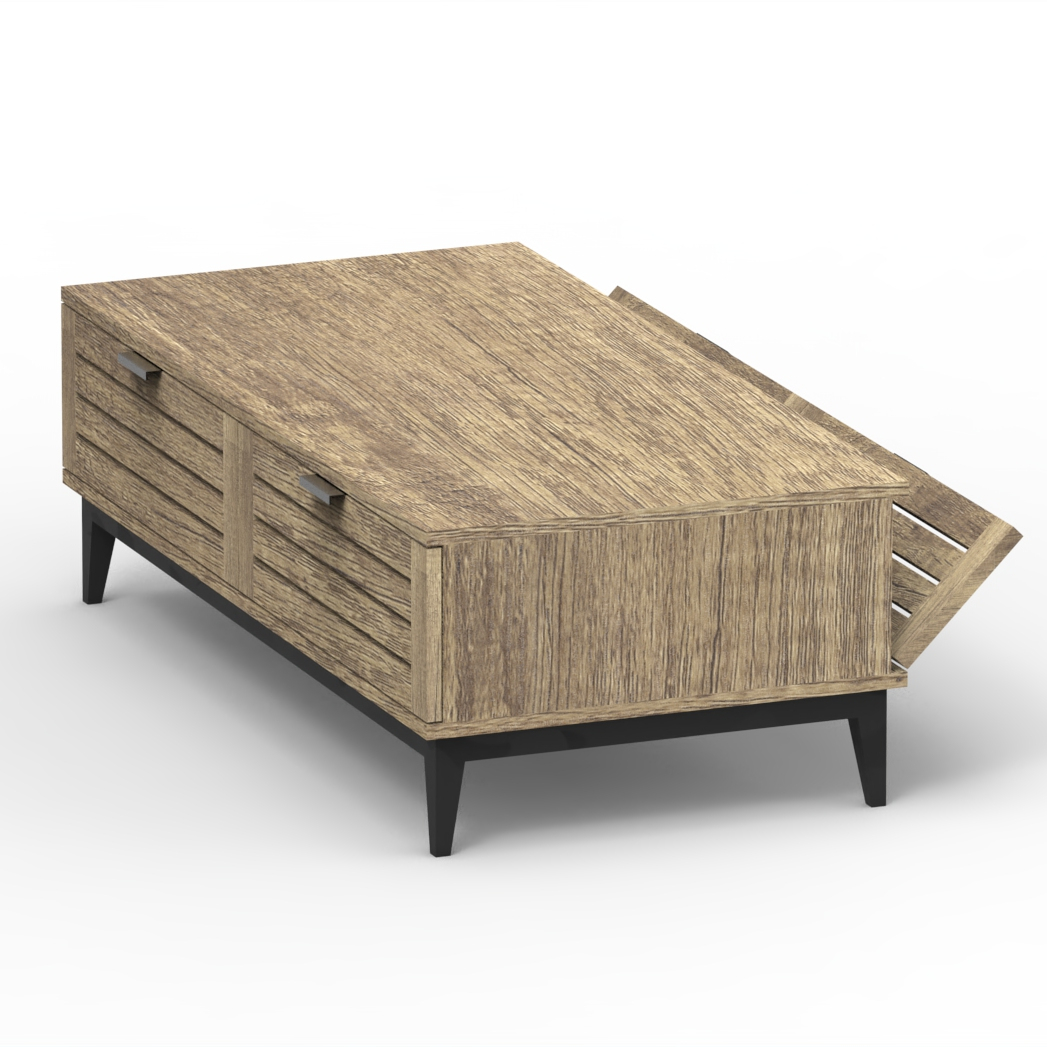 Classic tree wooden coffee table with 4 large freely place drawers compartments according to your storage need