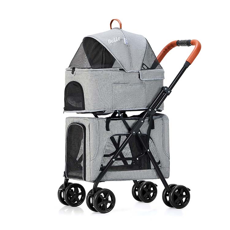 Wholesale Best Pet Strollers Trolley For Dog And Cat Stylish Durable Foldable Double Layer Pet Stroller