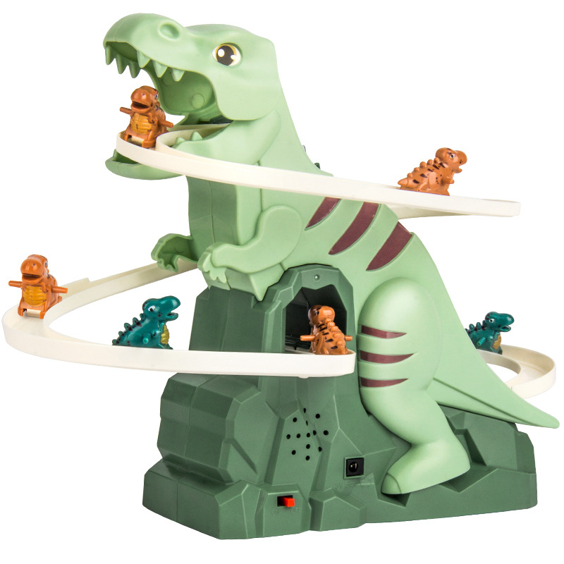 New trending on TikTok same dinosaur assembled educational fun Electric Slide track toy car birthday gift