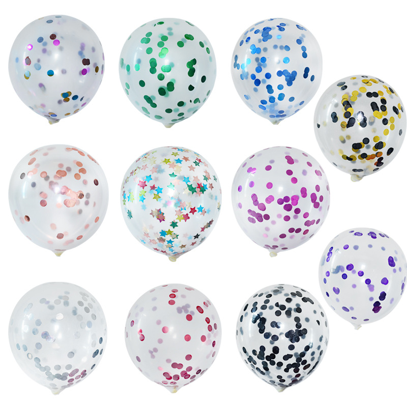 Wholesale 12inch Transparent Gold Sequined Balloons Sprinkle Metallic Round Confetti Balloon