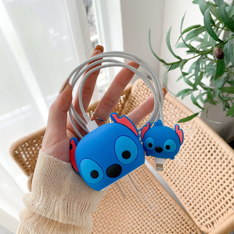New apple fast charging head cartoon stitch protective sleeve plug data cable shell