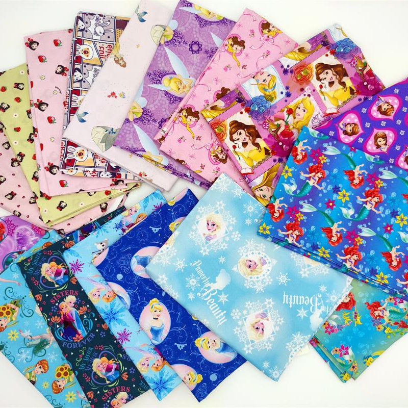 Cartoon Popular Mermaid Princesses Christmas 100% Cotton Fabric Factory Price Supply for Kids Clothes Pillowcase DIY Material