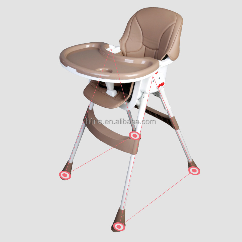 EN14988 approved baby feeding chair folding and height adjustable baby high chair with footrest