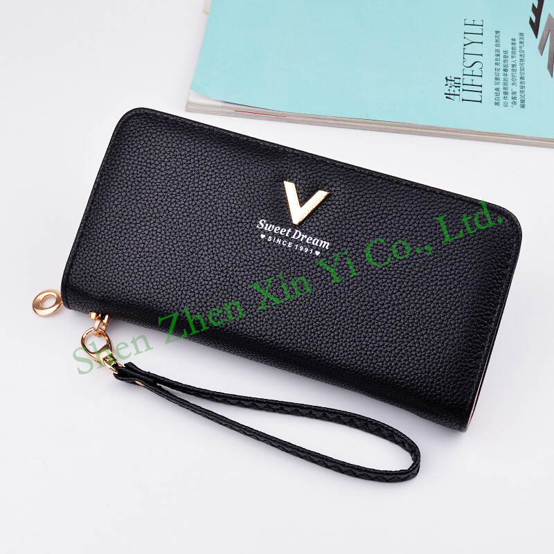 Ladies Coin Purse Card Holder Clutch Long Litchi wristlet leather womens purse wallet