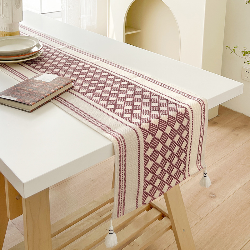 Cotton Dining Table Runner with Long Runner Turkey Plate Salad Fruit Basket Kettle Vase Place Mat Centerpiece Organizer Home Use